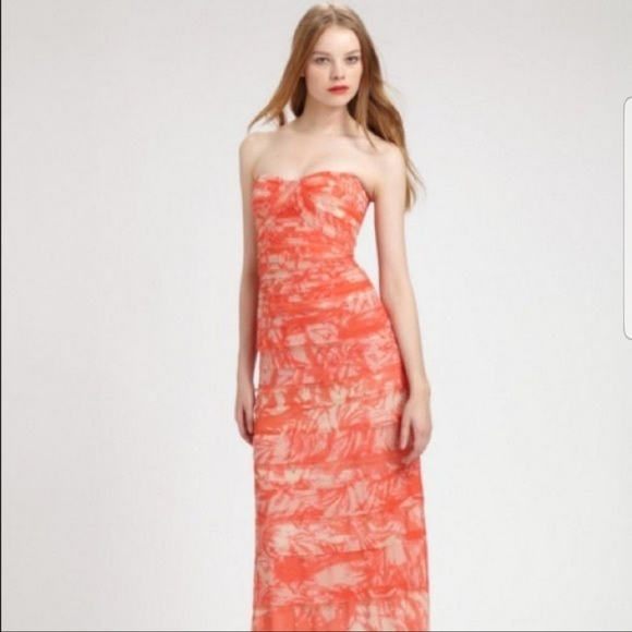 BCBGMaxAzria Strapless Gown "Erika" - Coral Reef - Picture 1 of 5
